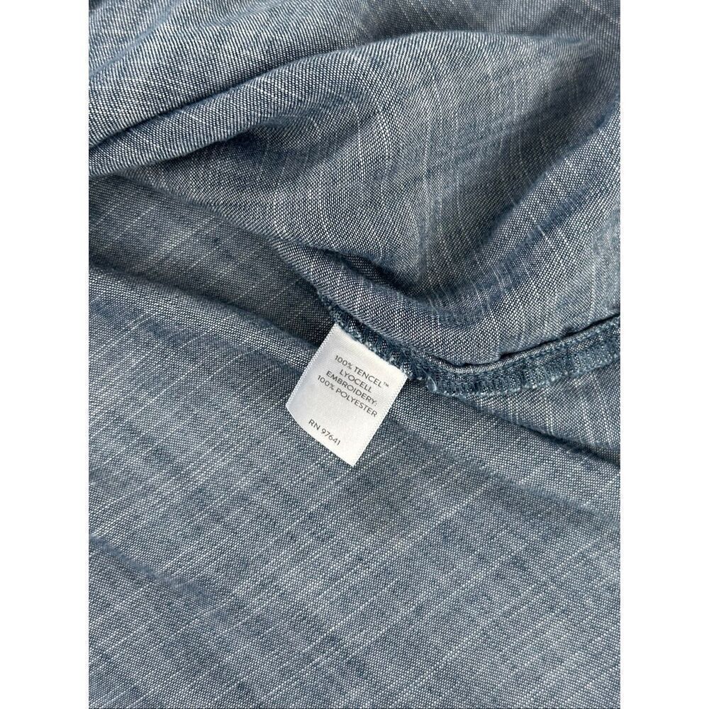 J. Jill Pure Jill Indigo Whipstitched Embroidered Dress Blue tencel lyocell M - Picture 5 of 11